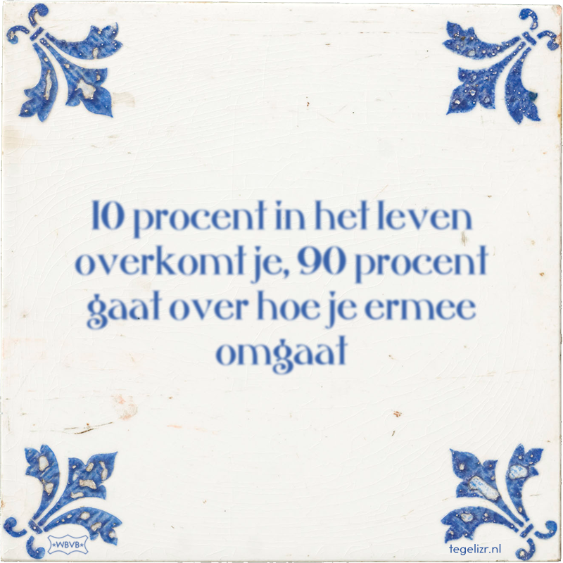 10 procent in het leven overkomt je, 90 procent gaat over hoe je ermee omgaat - Online tegeltjes bakken