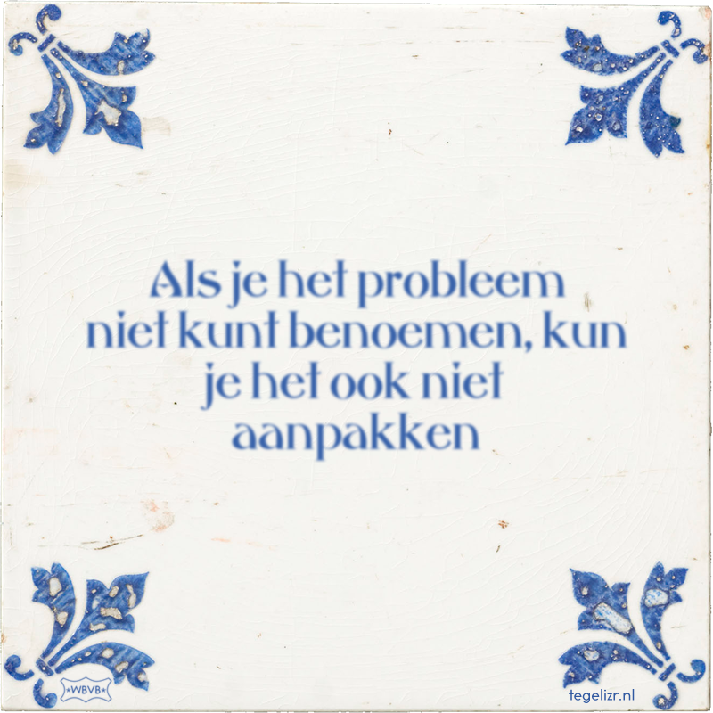 Als je het probleem niet kunt benoemen, kun je het ook niet aanpakken - Online tegeltjes bakken