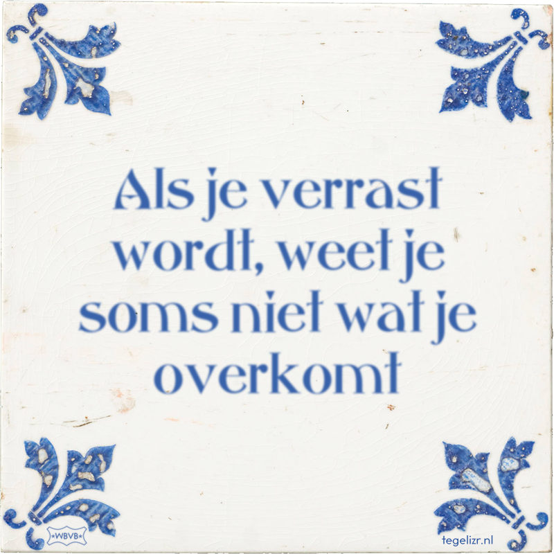 Als je verrast wordt, weet je soms niet wat je overkomt - Online tegeltjes bakken
