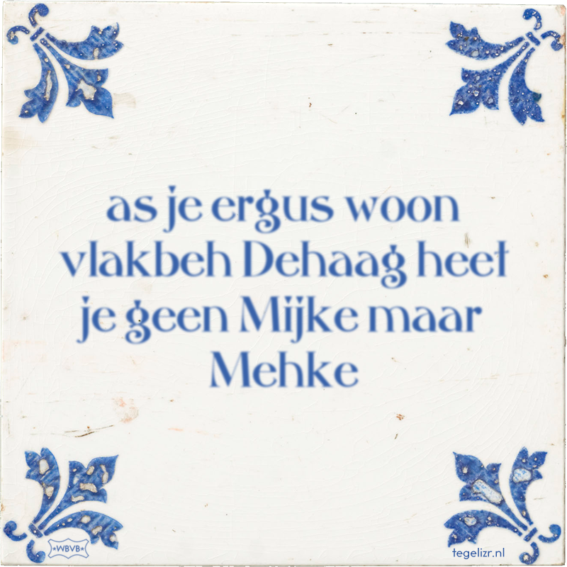 as je ergus woon vlakbeh Dehaag heet je geen Mijke maar Mehke - Online tegeltjes bakken