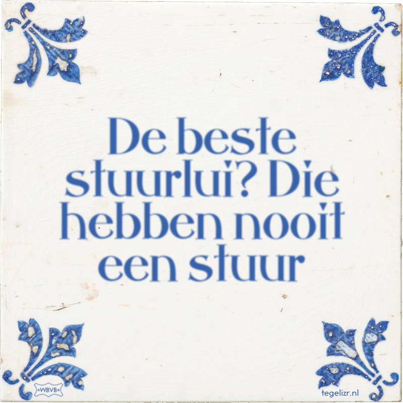 De beste stuurlui? Die hebben nooit een stuur - Online tegeltjes bakken