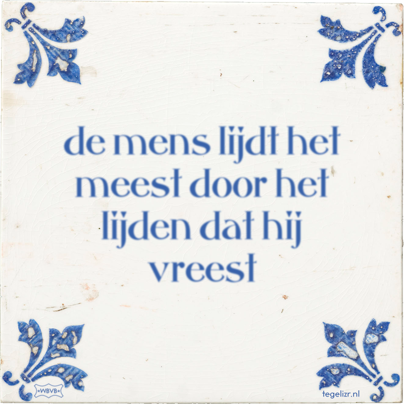 de mens lijdt het meest door het lijden dat hij vreest - Online tegeltjes bakken