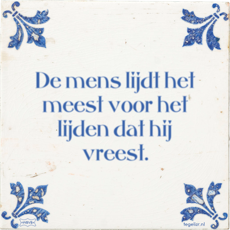 De mens lijdt het meest voor het lijden dat hij vreest. - Online tegeltjes bakken