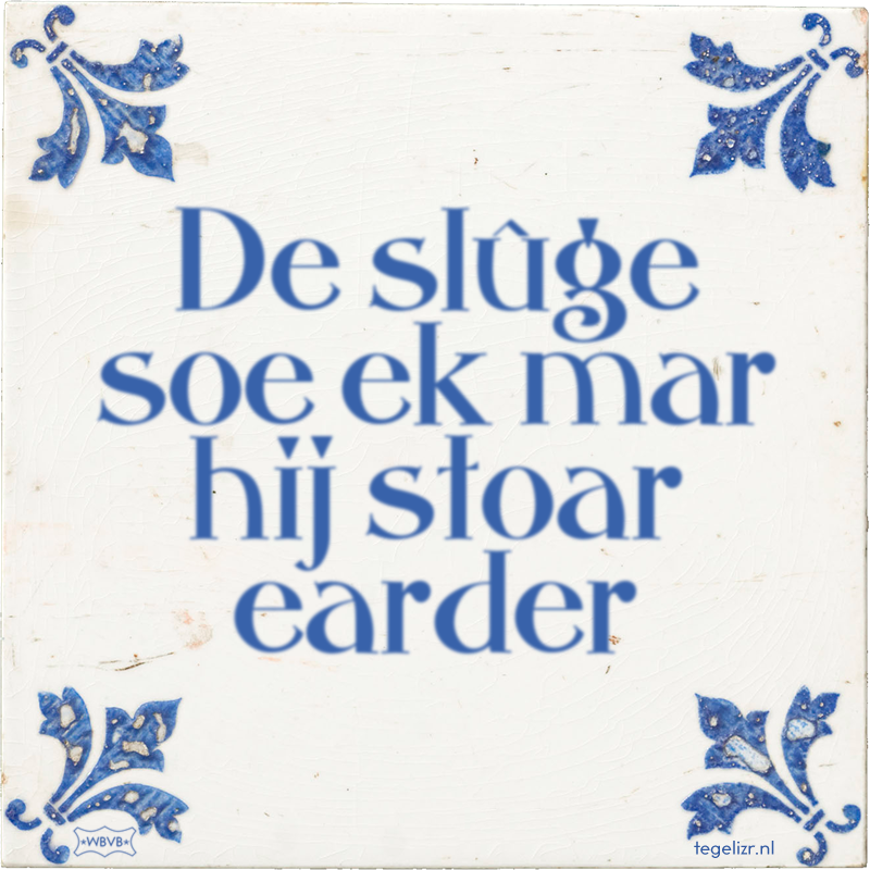 De slûge soe ek mar hij stoar earder - Online tegeltjes bakken