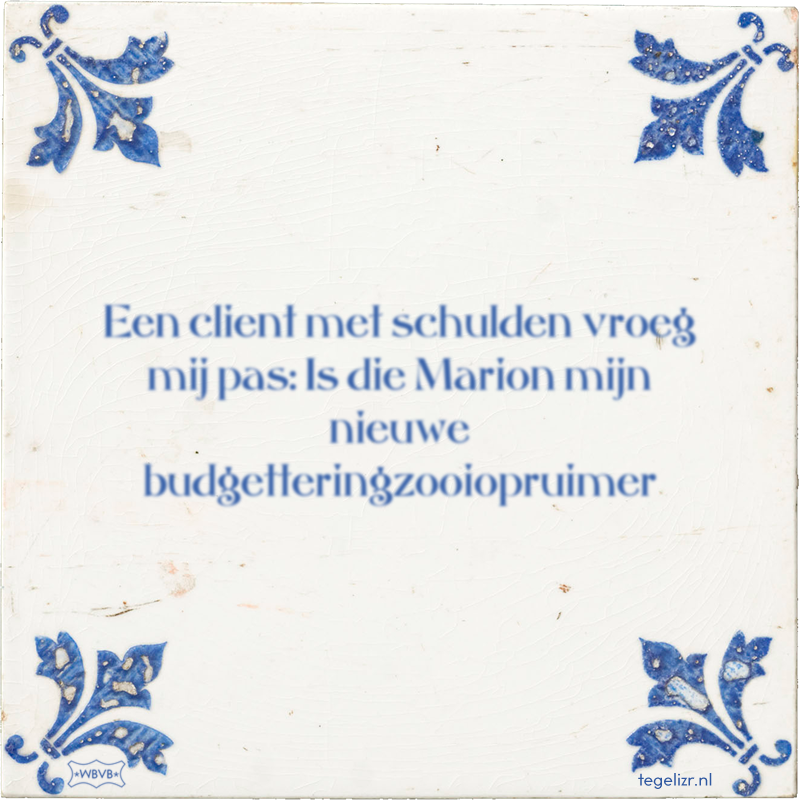 Een client met schulden vroeg mij pas: Is die Marion mijn nieuwe budgetteringzooiopruimer - Online tegeltjes bakken