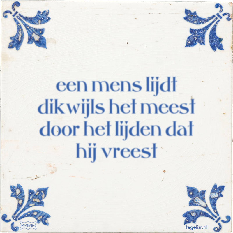 een mens lijdt dikwijls het meest door het lijden dat hij vreest - Online tegeltjes bakken