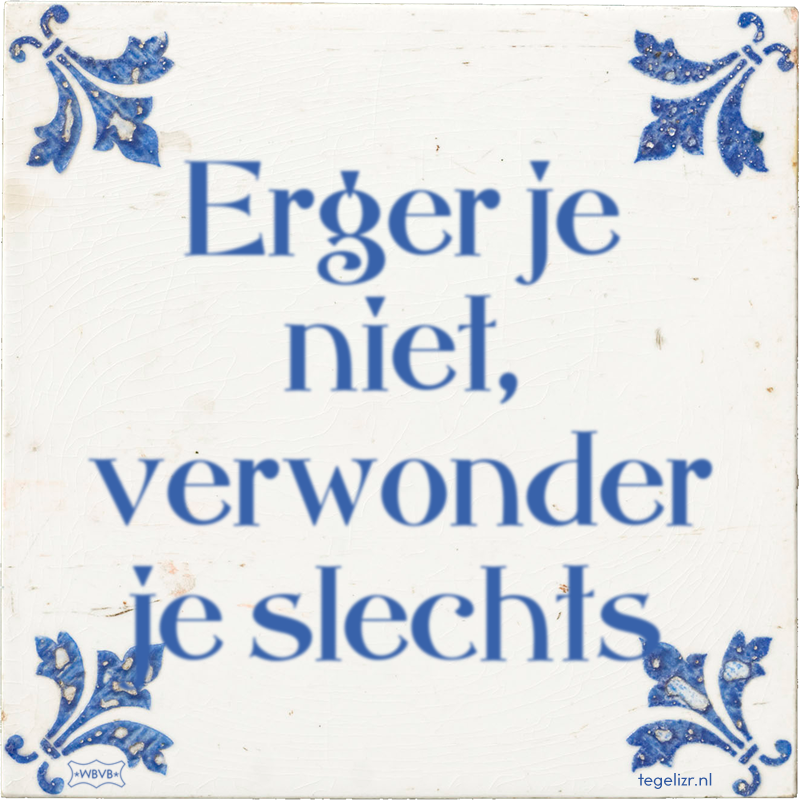 Erger je niet, verwonder je slechts Online tegeltjes bakken WBVB Rotterdam