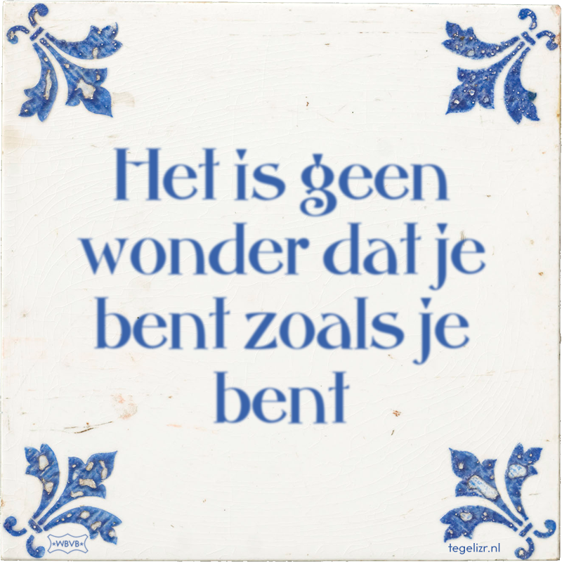 Het is geen wonder dat je bent zoals je bent - Online tegeltjes bakken