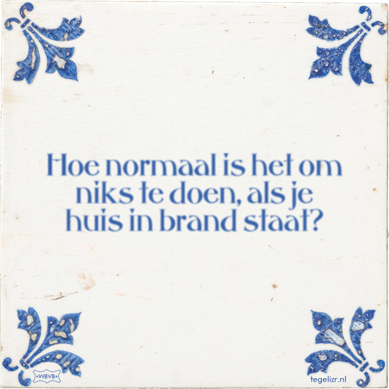 Hoe normaal is het om niks te doen, als je huis in brand staat? - Online tegeltjes bakken
