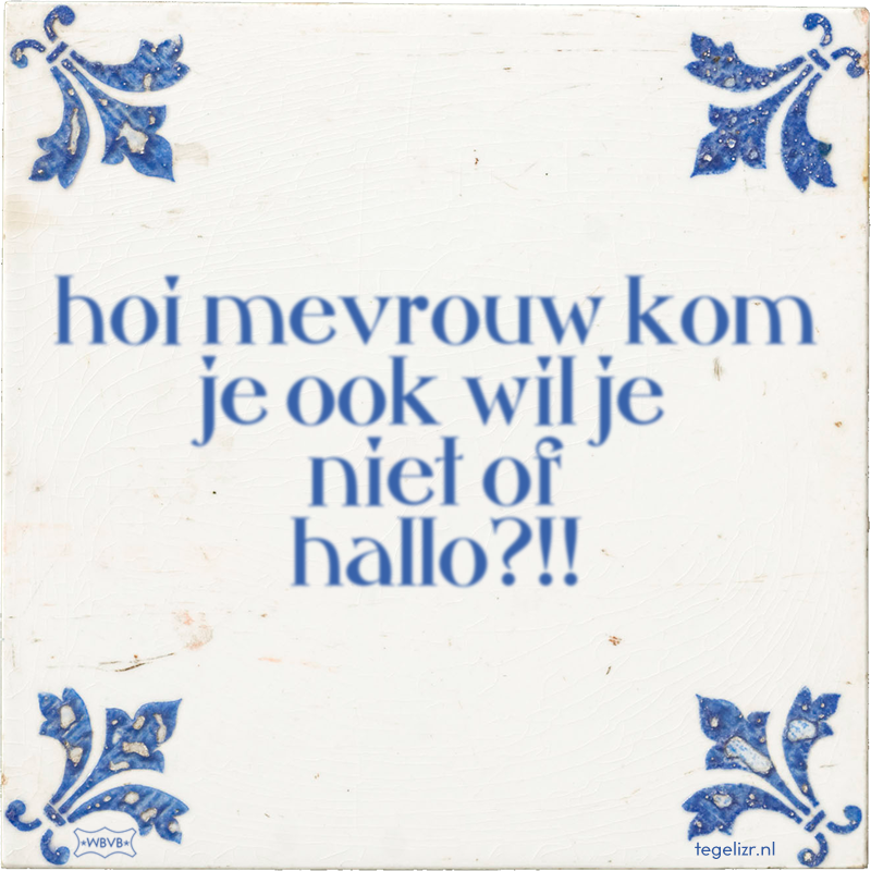 hoi mevrouw kom je ook wil je niet of hallo?!! - Online tegeltjes bakken