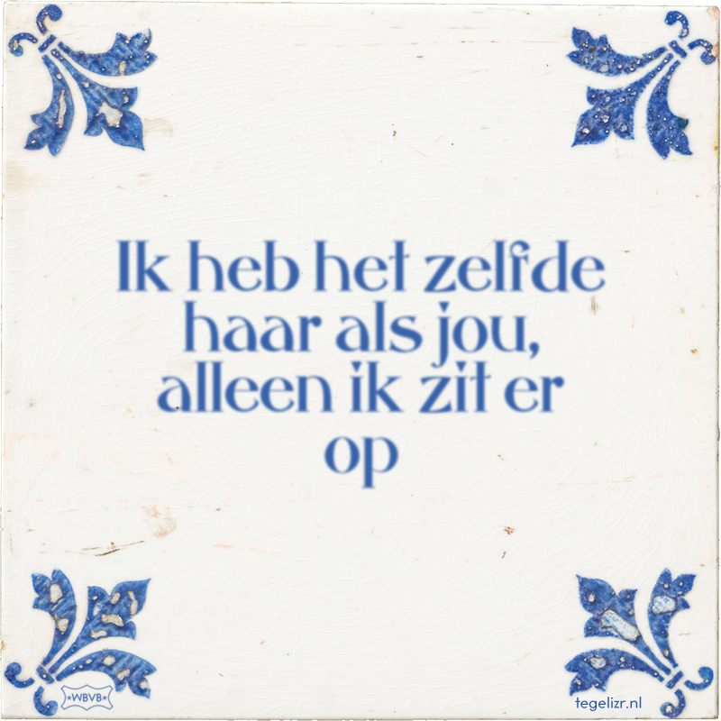 Ik heb het zelfde haar als jou, alleen ik zit er op - Online tegeltjes bakken