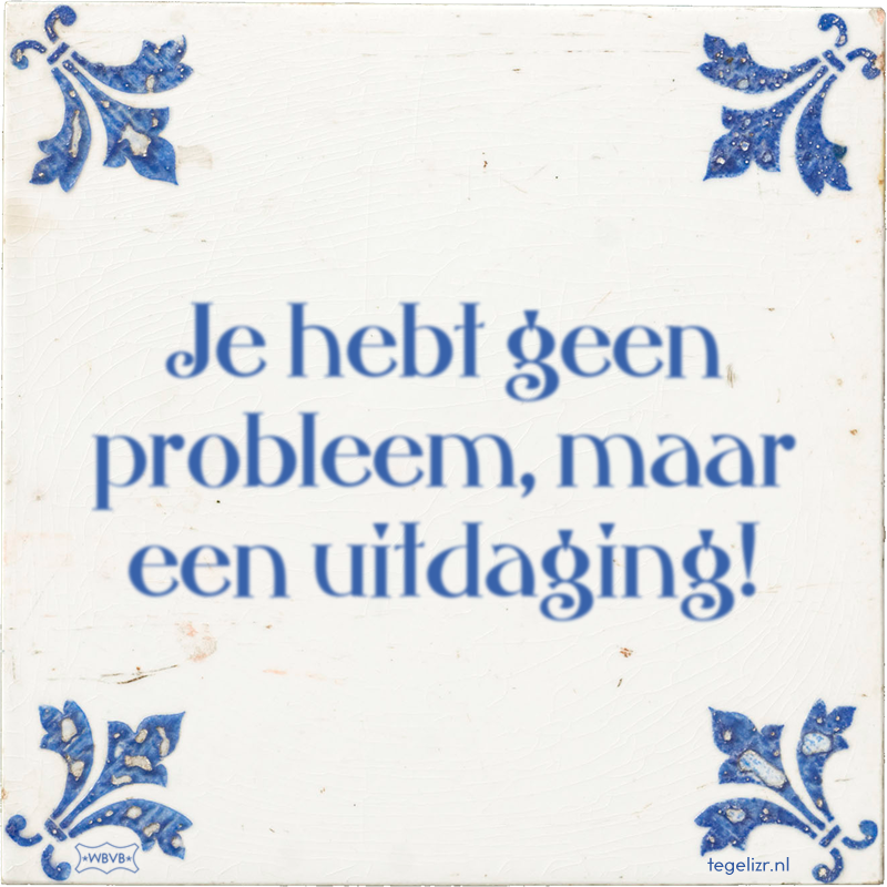 Je hebt geen probleem, maar een uitdaging! - Online tegeltjes bakken