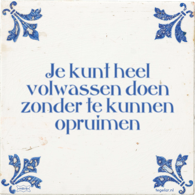 Je kunt heel volwassen doen zonder te kunnen opruimen - Online tegeltjes bakken