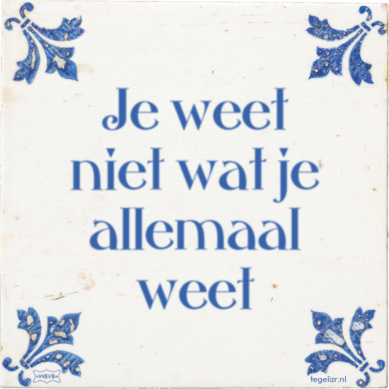 Je weet niet wat je allemaal weet - Online tegeltjes bakken
