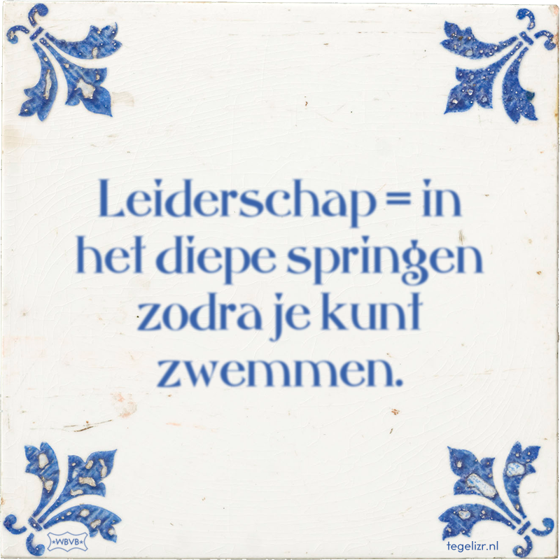Leiderschap = in het diepe springen zodra je kunt zwemmen. - Online tegeltjes bakken