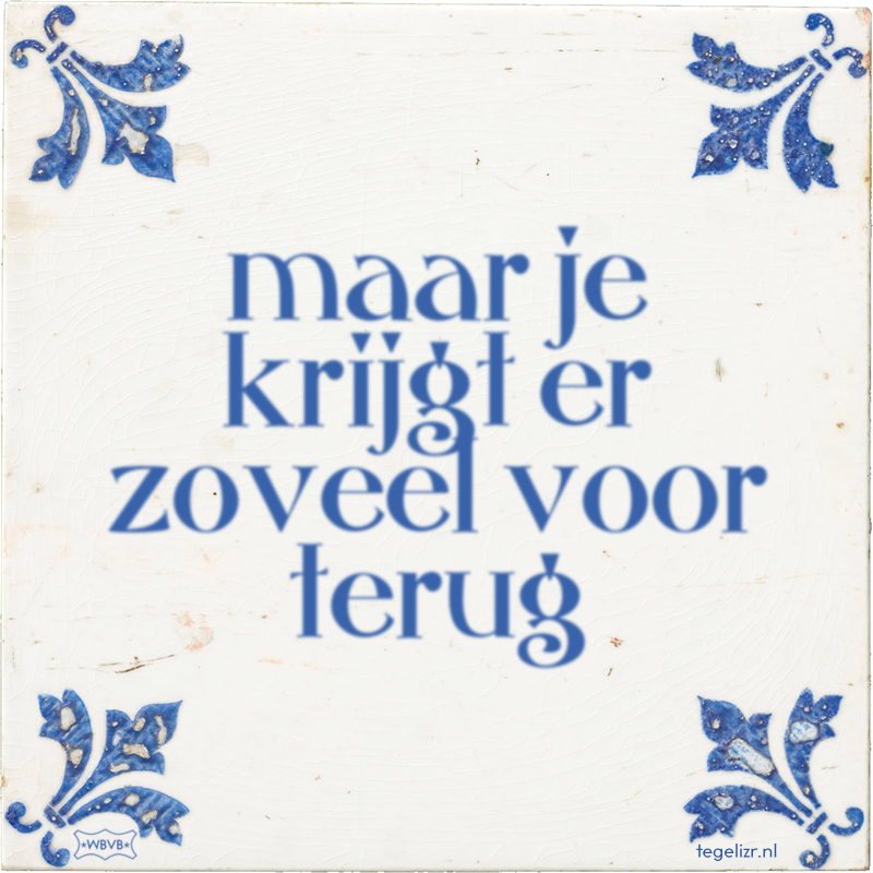 maar je krijgt er zoveel voor terug - Online tegeltjes bakken