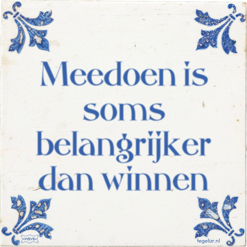 Meedoen is soms belangrijker dan winnen - Online tegeltjes bakken