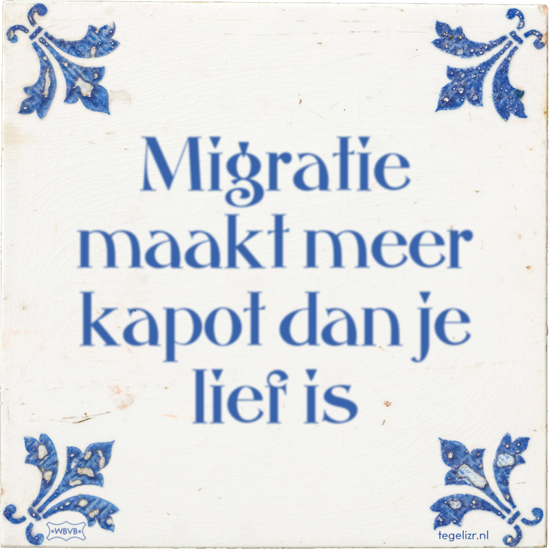 Migratie maakt meer kapot dan je lief is - Online tegeltjes bakken