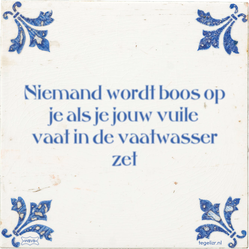 Niemand wordt boos op je als je jouw vuile vaat in de vaatwasser zet - Online tegeltjes bakken