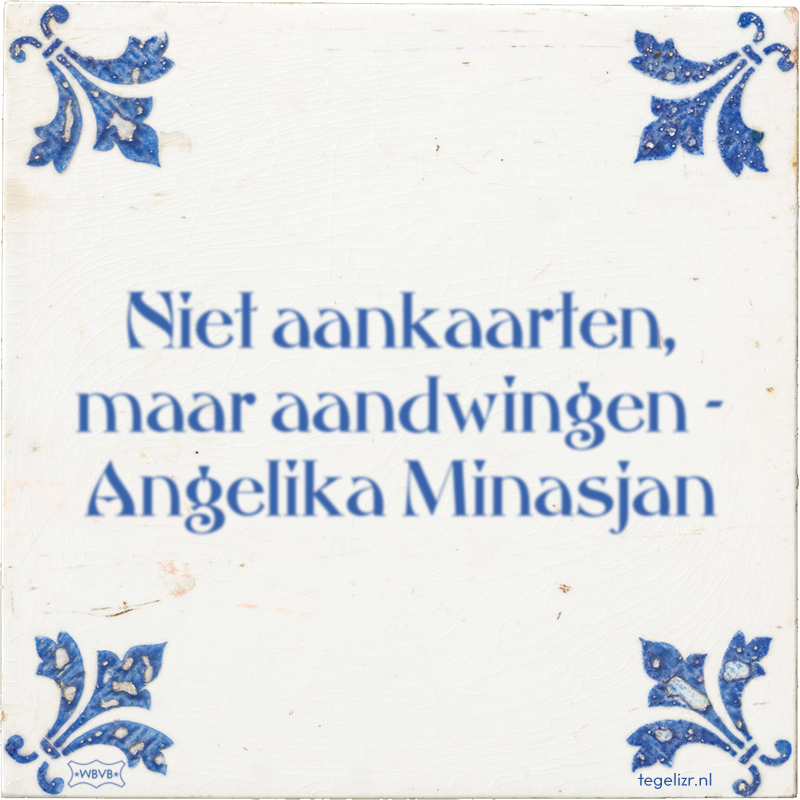 Niet aankaarten, maar aandwingen - Angelika Minasjan - Online tegeltjes bakken