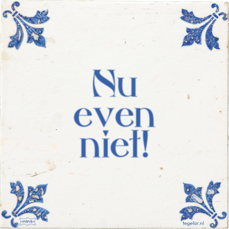 Nu even niet! - Online tegeltjes bakken