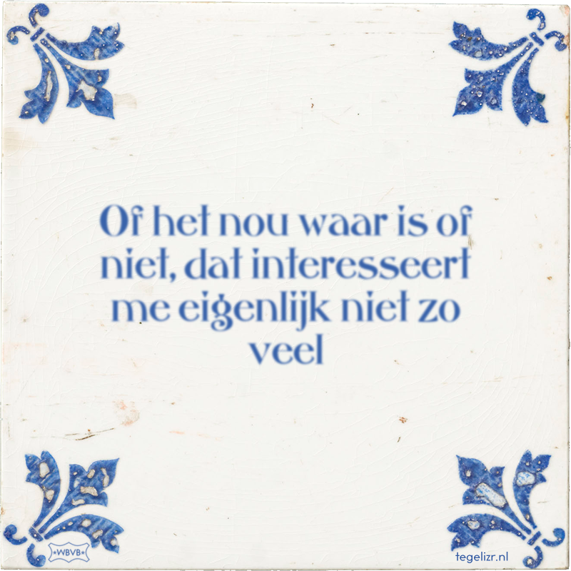 Of het nou waar is of niet, dat interesseert me eigenlijk niet zo veel - Online tegeltjes bakken
