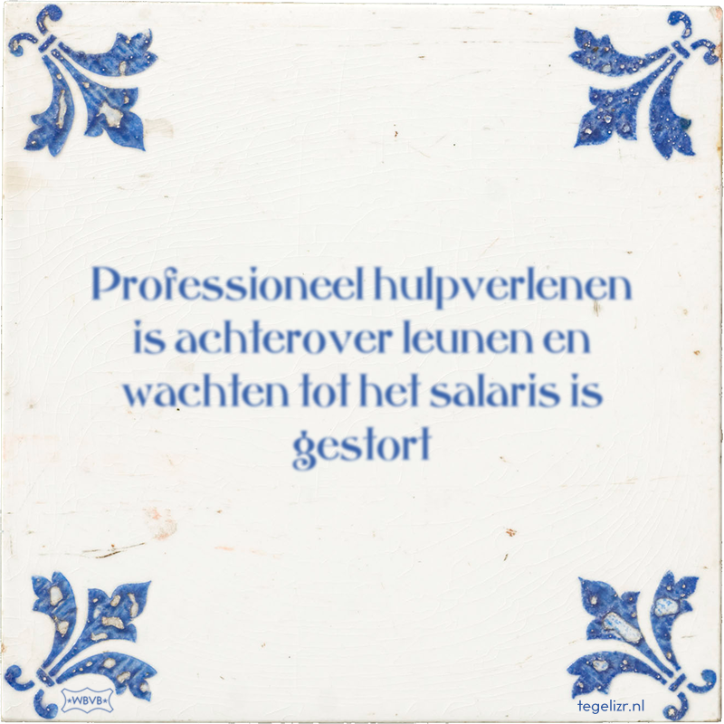Professioneel hulpverlenen is achterover leunen en wachten tot het salaris is gestort - Online tegeltjes bakken