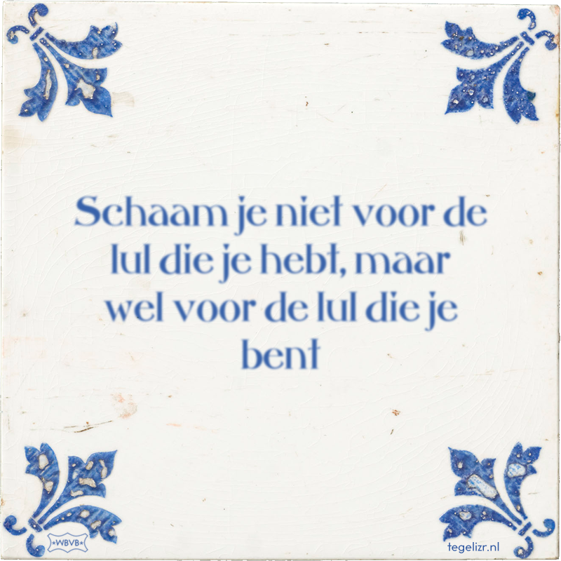 Schaam je niet voor de lul die je hebt, maar wel voor de lul die je bent - Online tegeltjes bakken