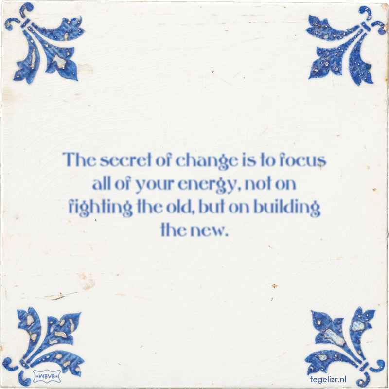 The secret of change is to focus all of your energy, not on fighting the old, but on build - Online tegeltjes bakken