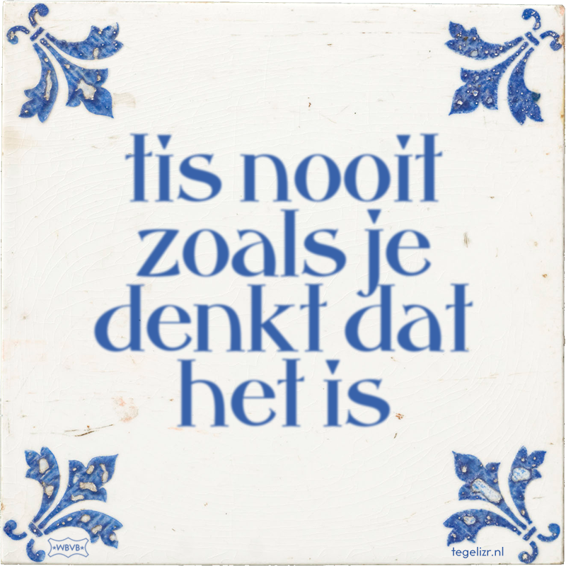 tis nooit zoals je denkt dat het is - Online tegeltjes bakken