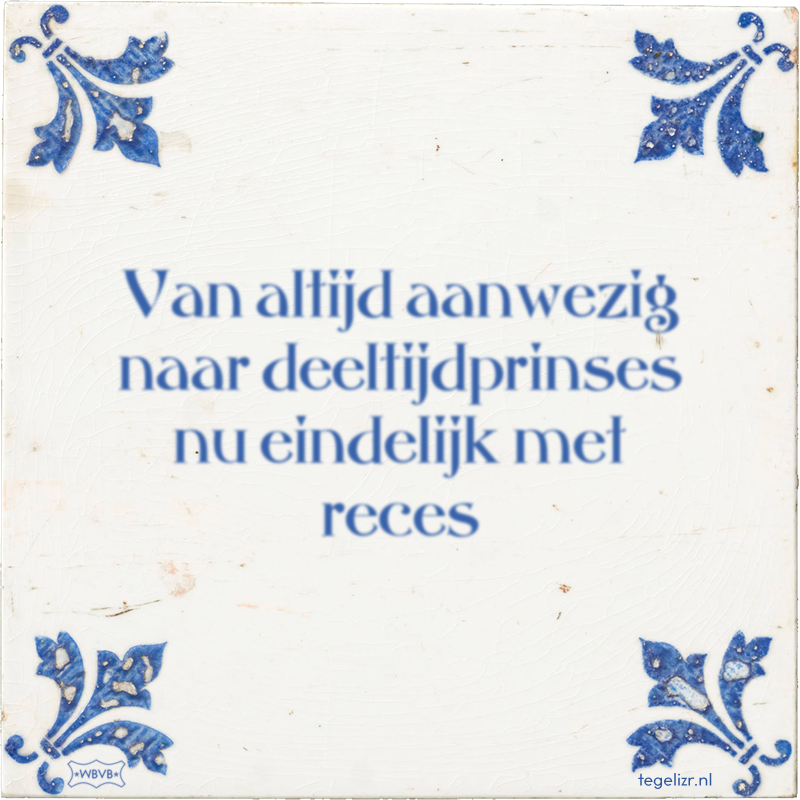 Van altijd aanwezig naar deeltijdprinses nu eindelijk met reces - Online tegeltjes bakken