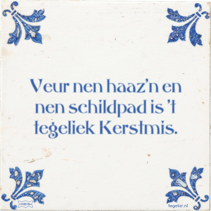 Veur nen haaz'n en nen schildpad is 't tegeliek Kerstmis. - Online tegeltjes bakken