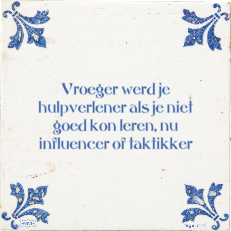 Vroeger werd je hulpverlener als je niet goed kon leren, nu influencer of taktikker - Online tegeltjes bakken