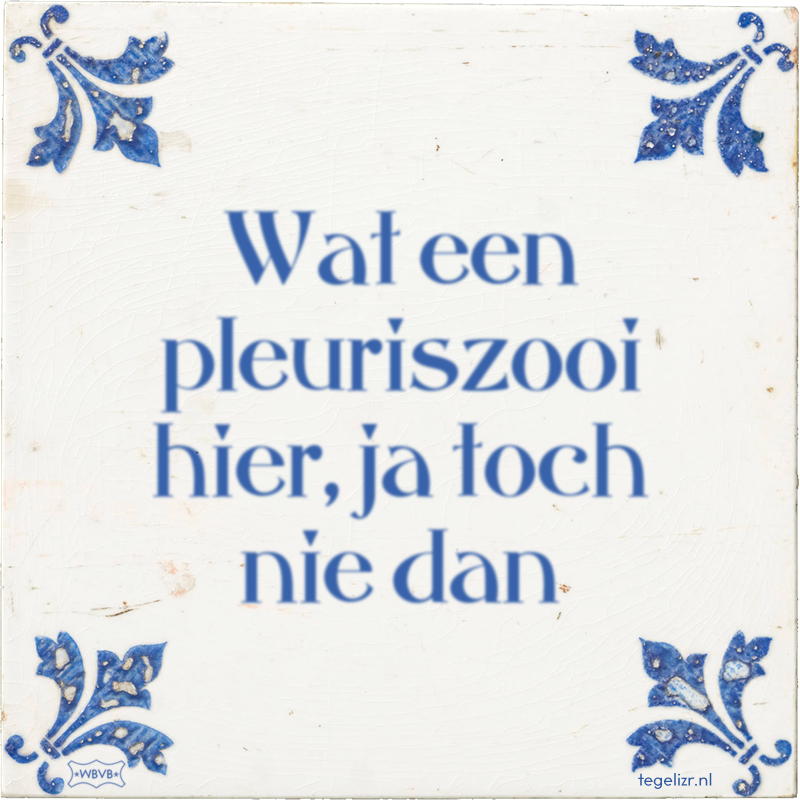 Wat een pleuriszooi hier, ja toch nie dan - Online tegeltjes bakken