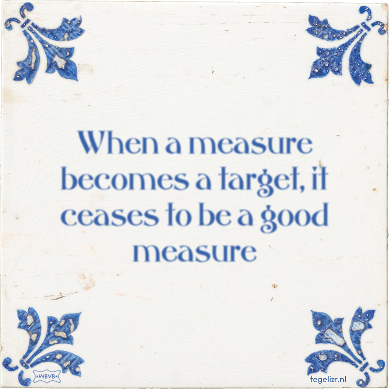 When a measure becomes a target, it ceases to be a good measure - Online tegeltjes bakken