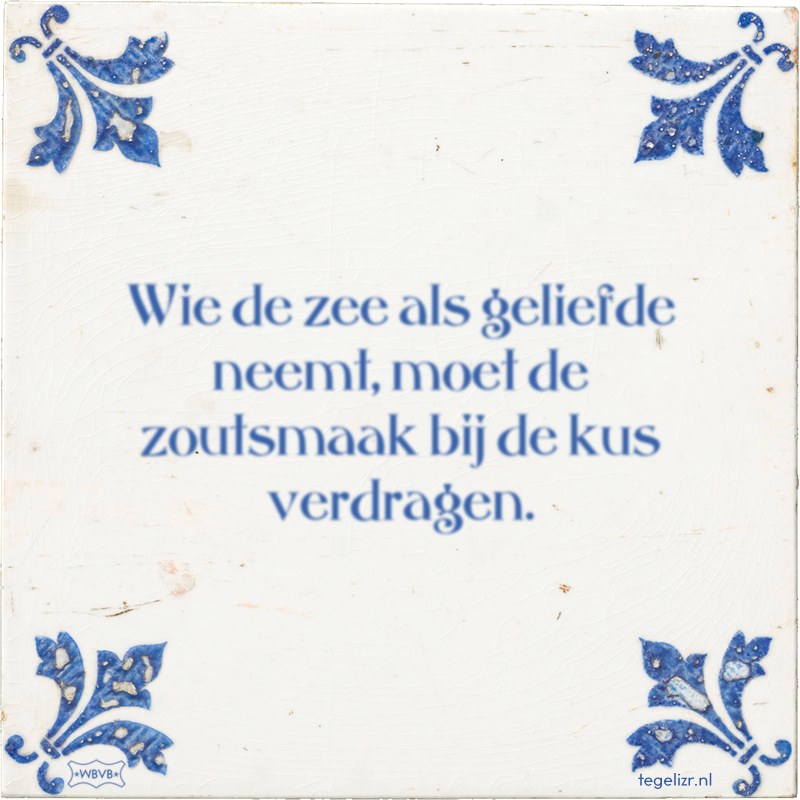 Wie de zee als geliefde neemt, moet de zoutsmaak bij de kus verdragen. - Online tegeltjes bakken