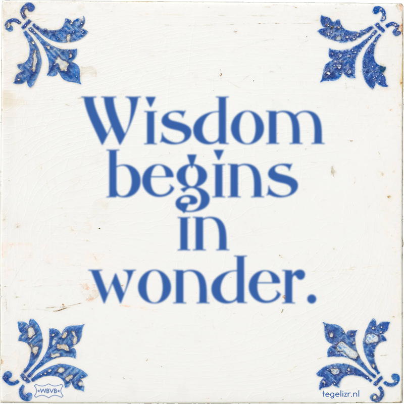 Wisdom begins in wonder. - Online tegeltjes bakken