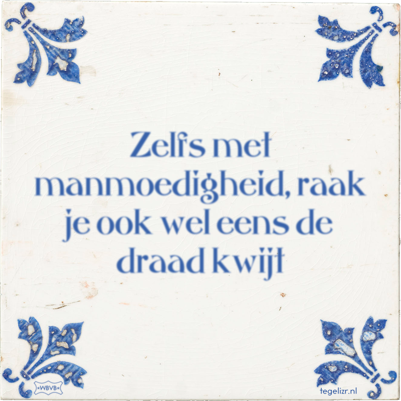 Zelfs met manmoedigheid, raak je ook wel eens de draad kwijt - Online tegeltjes bakken