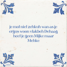 je mot niet zehkuh wan as je ergus woon vlakbeh Dehaag heet je geen Mijke maar Mehke - 2 keer bekeken