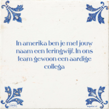 In amerika ben je met jouw naam een teringwijf. In ons team gewoon een aardige collega - 2 keer bekeken