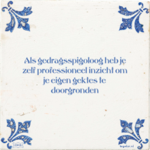 Als gedragsspigoloog heb je zelf professioneel inzicht om je eigen gektes te doorgronden - 1 keer bekeken