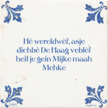 Hé wereldwèf, asje dichbè De Haag veblèf heit je gein Mijke maah Mehke - 2 keer bekeken