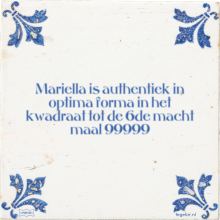 Mariella is authentiek in optima forma in het kwadraat tot de 6de macht maal 99999 - 8 keer bekeken