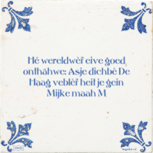 Hé wereldwèf eive goed onthâhwe: Asje dichbè De Haag veblèf heit je gein Mijke maah M - 9 keer bekeken