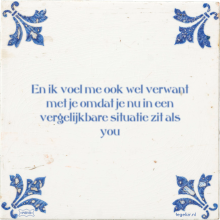 En ik voel me ook wel verwant met je omdat je nu in een vergelijkbare situatie zit als you - 14 keer bekeken