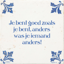 Je bent goed zoals je bent, anders was je iemand anders! - 29 keer bekeken