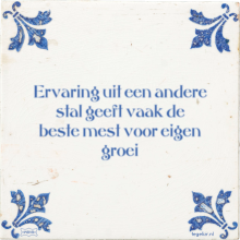 Ervaring uit een andere stal geeft vaak de beste mest voor eigen groei - 23 keer bekeken