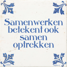Samenwerken betekent ook samen optrekken - 44 keer bekeken